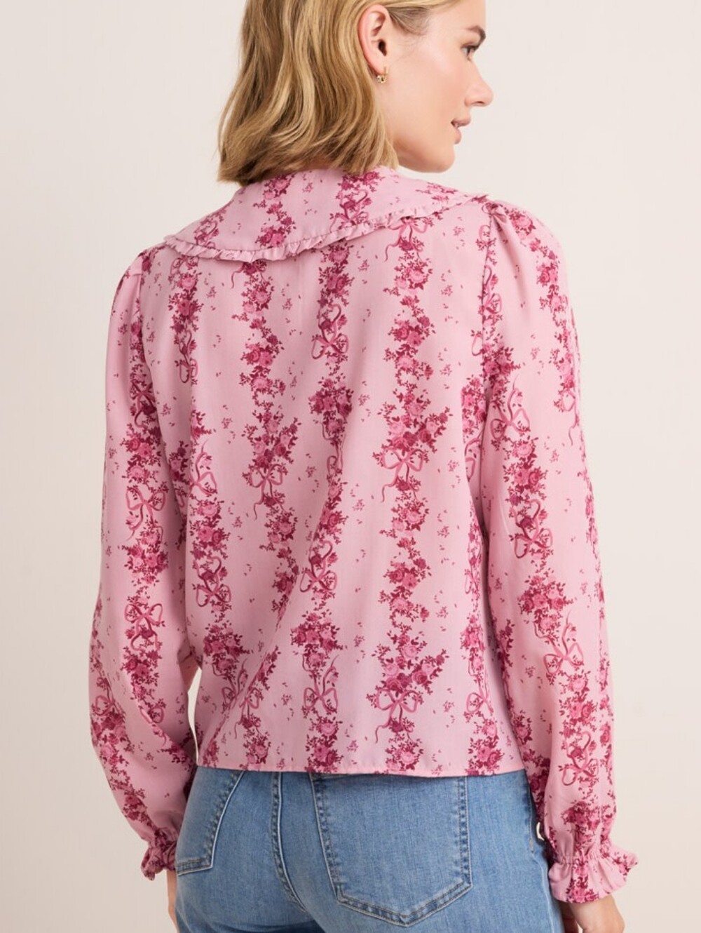 Francesca's Vicki Floral Bib Collar Blouse ** Size Small - Picture 2 of 9